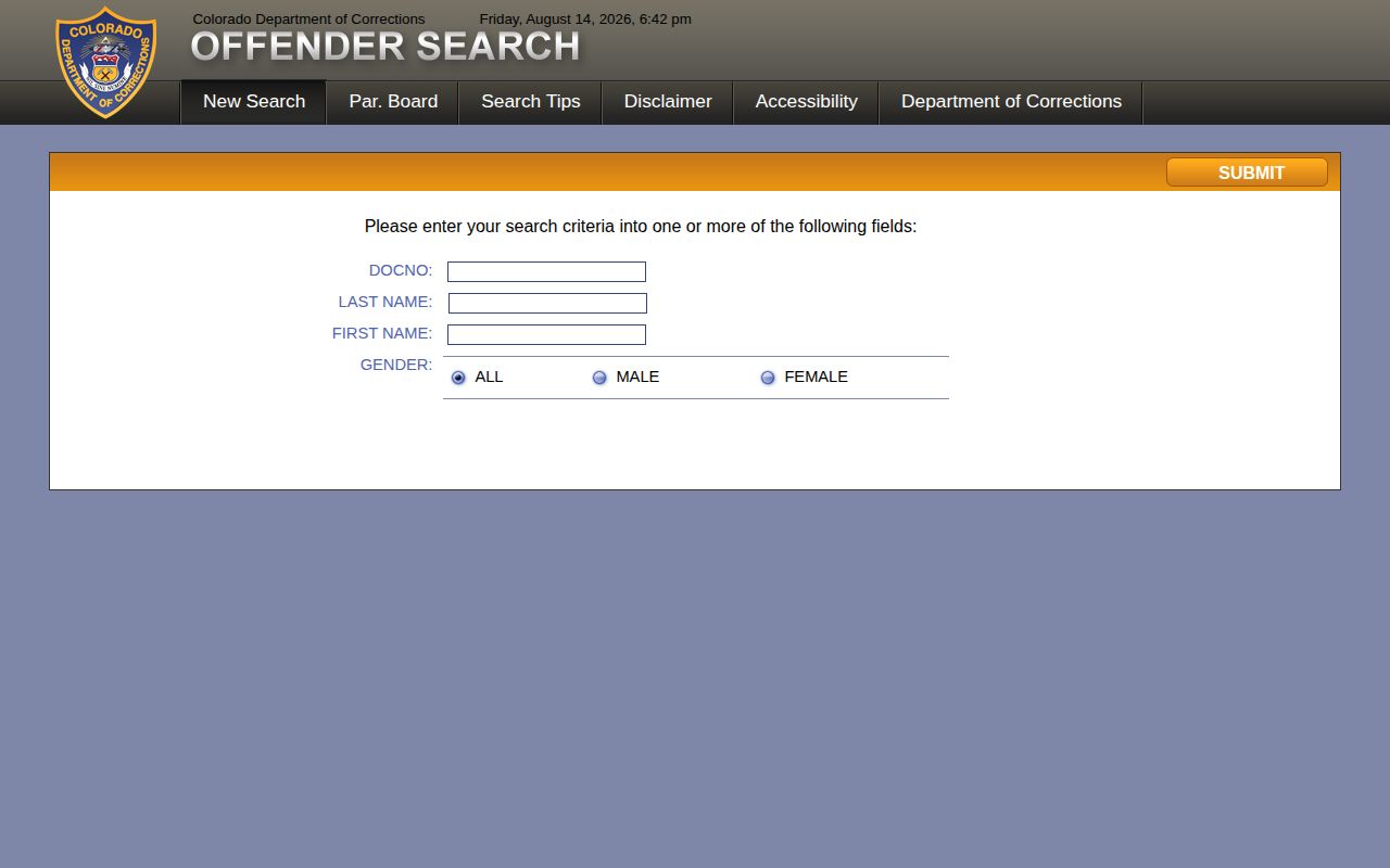 Costilla County state-sentenced offender record search through CDOC
