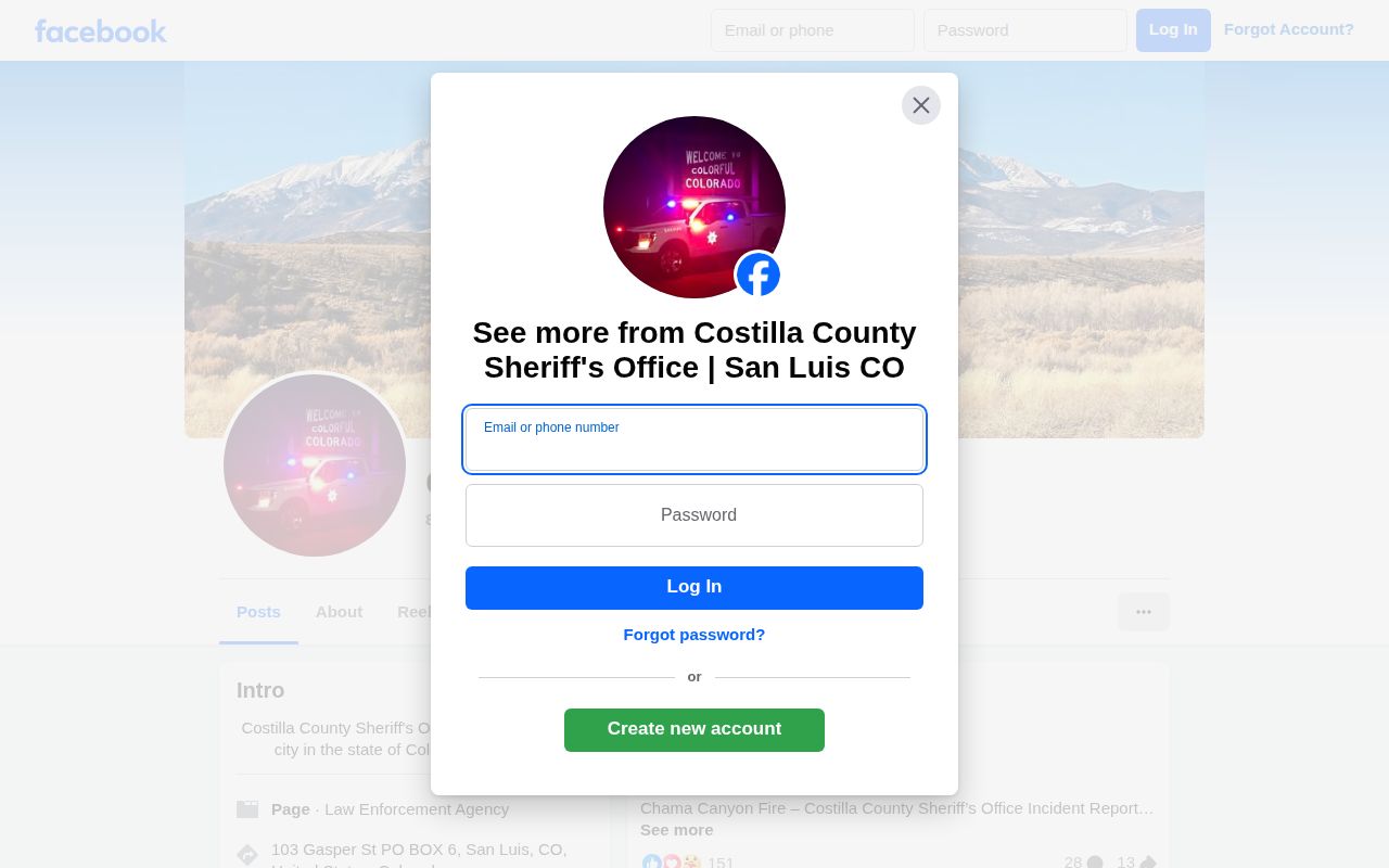 Costilla County most wanted information on the official sheriff social channel